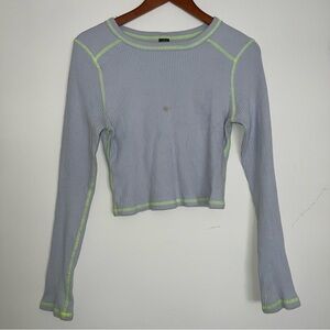 Wild Fable Blue and Green Long Sleeve Crop Top